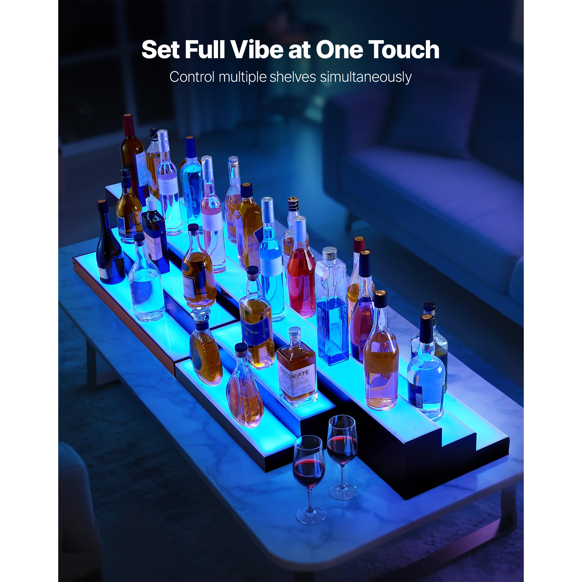 Led Liquor Bottle Display Stand 2 Tier Illuminated Whiskey Shelf_voghion.com